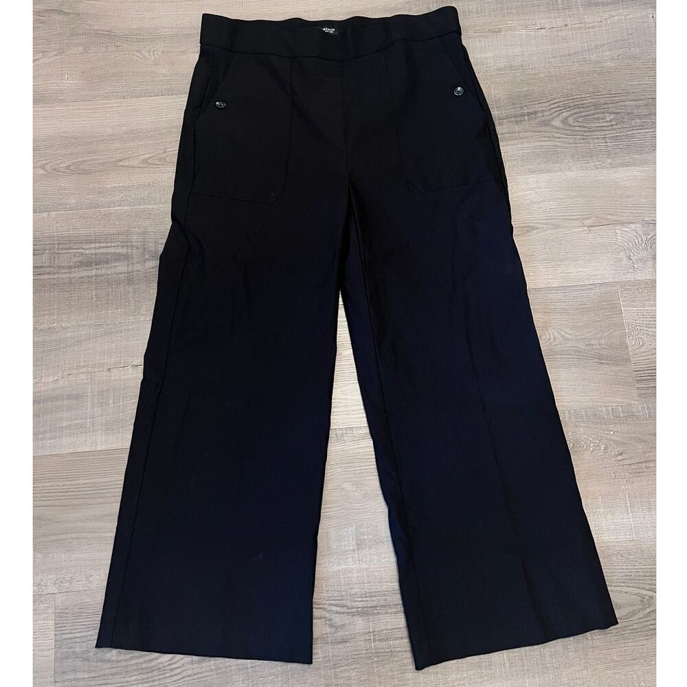 Black Wide Leg Pull-on Cropped Dress Pants